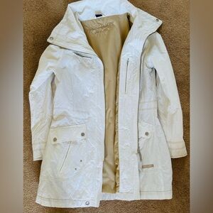 Saint James woman’s white tan lining waterproof rain coat US 10